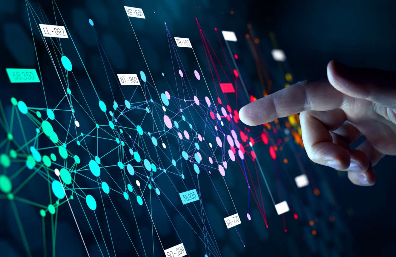 Finger touching screen with neural network image