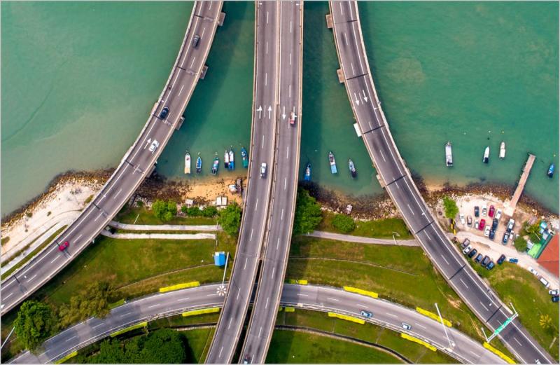 Aerial view of Penang bridge